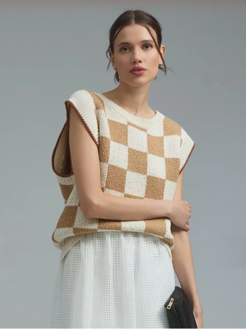 MAEVE by Anthropologie Checkered Sweater Vest Size M